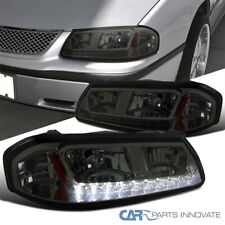 Fit 2000-2005 Chevy Impala [LED Strip] Headlights Signal Lamps Left+Right SMOKE picture