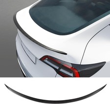 3PCS Set Fits 2020-2024 Tesla Model Y Matte Black 3K Carbon Fiber Rear Spoiler picture