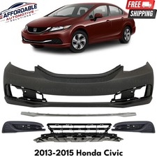 Front Bumper Cover Paintable & Fog Light Covers Kit For 2013-2015 Honda Civic picture