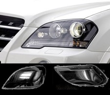 For Mercedes Benz W164 ML ML350 W164 2009-2011 Pair Headlight Lens Cover+ Glue picture