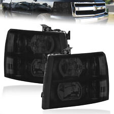 2X Smoke Lens Headlights Headlamps For 2007-2013 Chevy Silverado 1500 2500 3500 picture
