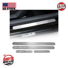 AUDI A1 A3 Q2 Q3 Q5 Door Sill Cover 48*4-17.5*3 Wave S.Steel Gloss Silver 4 Pcs picture