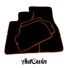 AutoWin Brand Black Floor Mats for BMW 1 Series M Coupe (2011) Orange Trim picture
