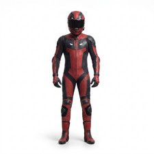 Handmade Deadpool Leather Motorcycle Racing Suit CE Armored Cowhide Biker Suit picture