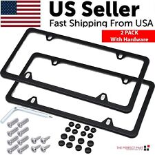 2x High Quality Stainless Steel Metal License Plate Frame Tag Cover Black New US picture