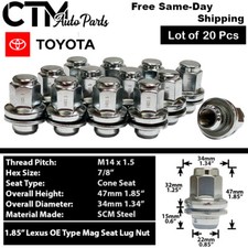 20x Chrome Toyota Lexus OEM Factory Lug Nuts M14x1.5 Fit Tundra Sequoia LX LS LC picture