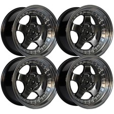 (Set-4) IPW W009 15x8 4x4.5/4x114.3 Hyper Black 15mm Wheels Rims 15 Inch picture