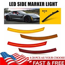 For 2014‑2019 Chevy Corvette C7 Amber Red LED Side Marker Light Front&Rear 4-20X picture