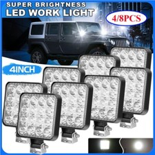 4/8PCS 80W LED Work Light Truck OffRoad Tractor Flood Lights 12V Square 4 Inch picture