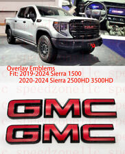 Front Rear Red Black Emblem Overlay 2019-2024 GMC Sierra 1500 2500HD 3500HD picture