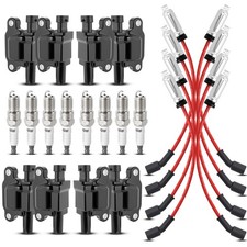 8 Pack Ignition Coils + Spark Plugs + Wire Set For Chevy GMC 5.3L 6.2L V8 UF413 picture