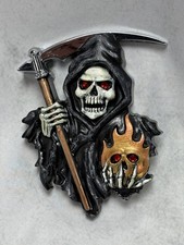 3D Plastic GRIM REAPER / SKELETON CAR EMBLEM / DECAL 3M Sticker - HAND PAINTED picture