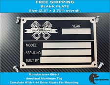 Built Not Bought Plate BLANK ID PLATE Serial Custom Anodized Aluminum Data Tag  picture