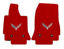 NEW Torch Red FLOOR MATS 2014-2019 CORVETTE C7 Flags Logo  Embroidered Pair Set picture