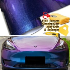 Super Gloss Metallic Chameleon Purple Blue Teal Vinyl Film Wrap Air Bubble Free picture