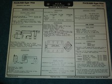 1956 PACKARD 400 & PATRICIAN V-8 A.E.A TUNE-UP CHART / USEFUL VINTAGE ITEM picture