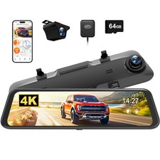 WOLFBOX 4K 12inch Dash Cam ADAS Mirror Car Rear View Dual Camera Voice Control picture