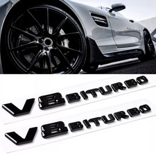 For V8 BITURBO Fender Side AMG Emblem glossy Black Logo Badge C63 E63 G63 picture