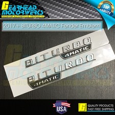 2017+ BiTurbo 4Matic Chrome Side Fender Emblem for Benz C43 C63 E43 E63 Badge picture