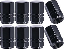 8 Pcs Red Tire Stem Valve Caps, Universal Dustproof, Corrosion Resistant (Black) picture