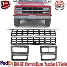 For 1989-1991 Front Chrome Grille & Headlight Lamp Bezel Fits CHEVROLET BLAZERV picture