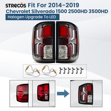 Halogen Upgrade To LED For 2014-2019 Chevy Silverado 1500 Black Tail Lights Pair picture