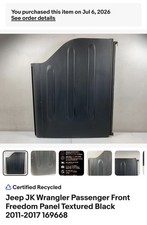Jeep JK Wrangler Passenger Front Freedom Panel Textured Black 2011-2017 169668 picture