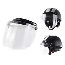 Universal Motorcycle Helmet Visor Shield 3 Snap Anti Fog Flip Up Open Face Lens picture