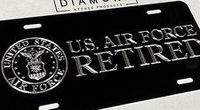 True Engraved US Air Force Retired Car Tag Diamond Etched Metal License Plate picture