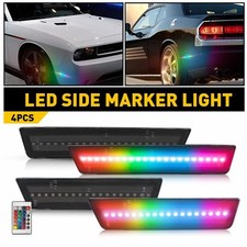 4x Dynamic RGB LED Side Marker Lights For Dodge Challenger 2008-2014 Smoked Lens picture