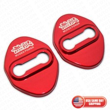 2pcs Mugen Power 無限 Red Stainless Steel Door Striker Cover Lock Buckle Cap Sport picture