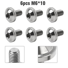 6pcs Titanium Alloy Bolts Truss Torx Head Screws M6x10mm For  Motorcycle Silver picture