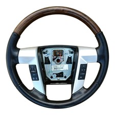 2009-2014 Ford F-150 PLATINUM  Steering Wheel Woodgrain Black Leather OEM 09-14 picture