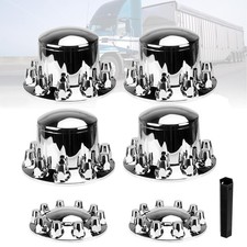 Chrome Hub Covers Kit Semi Truck Wheel Axle Covers 33mm Lug Thread-on Complete picture