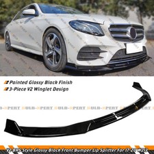 For 17-20 Mercedes Benz W213 E300 E63 AMG V2 B Style Gloss Blk Front Bumper Lip picture