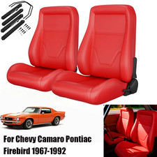 Bucket Seats PVC Leather w/ Slider Kit For 1967-1992 Chevrolet Camaro Vintage picture