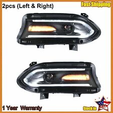 Set of 2 LED Dual Beam Projector Headlights For 2015-20 Dodge Charger 68214398AA picture