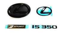 14-20 FITS LEXUS IS350 EMBLEM PEARL BLACK FRONT & REAR KIT 2014 2015 2016 2017 picture