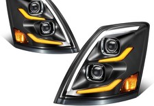 Full LED Headlights Pair for 2004-2017 Volvo VNL VN Black DRL Partsam picture