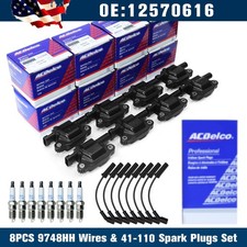 8PCS OEM UF413 Ignition Coil +8PCS 41-110 Spark Plug. + 8PCS 9748UU Wire Fit GMc picture