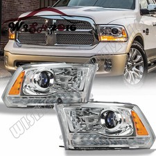 Fit 2013-2018 Dodge Ram 1500 2500 3500 Projector Headlight Chrome LED DRL Signal picture