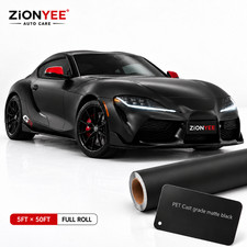 5FTx50FT PET Matte Black Vinyl Wrap Self-Adhesive Air Release US Stock picture