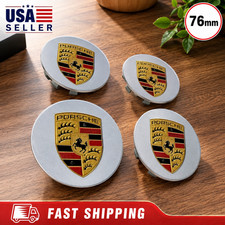 4 Porsche Silver Center Caps Concave 76mm Royal Crest 992 cayenne ,911, Carrera, picture