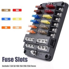 12-Way Blade Box Fuse Holder Block LED Indicator 12V/32V Waterproof Auto Marine picture