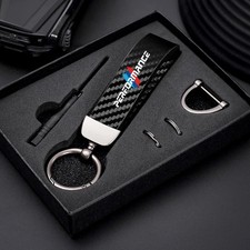 BMW Luxury Leather Keychain Keyring Carbon Fiber IMM Logo NEW  USA picture