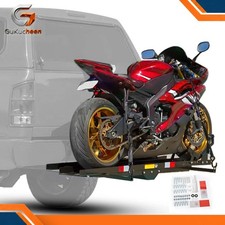 Black Motorcycle Scooter DirtBike Carrier Hauler Hitch Mount Rack Ramp Anti Tilt picture