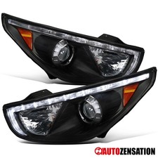 Fit 2010-2013 Hyundai Tucson Black LED Strip Projector Headlights Left+Right picture