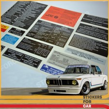 BMW 02 1502 1602 1802 2002 TI TII Turbo Engine Decals Sticker Set Aufkleber picture