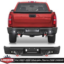 For 2007-2010 Chevy Silverado /GMC Sierra 2500 3500HD Rear Bumper W/Sensor Holes picture
