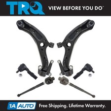 TRQ 6 pc Steering & Suspension Kit Control Arms w/ Ball Joints Tie Rod Ends New picture